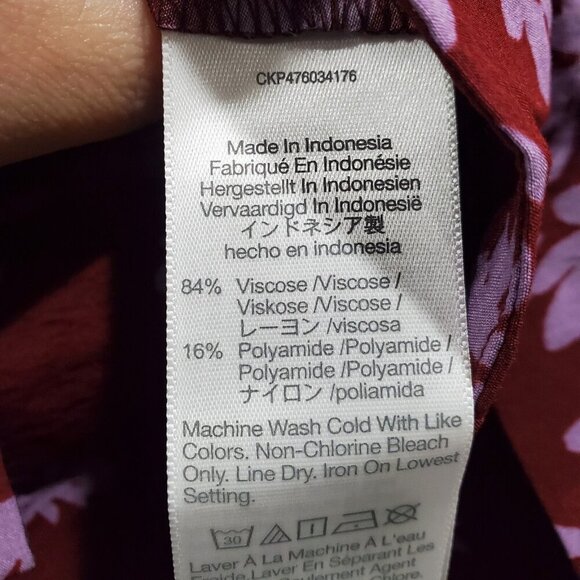 NWT Madewell Button Front V-Neck Cropped Long-Sleeved Cabernet Floral Top Sz XS - Picture 6 of 13